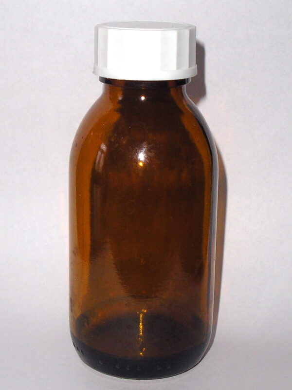 Lahvička hnědé sklo - 100ml s uzávěrem